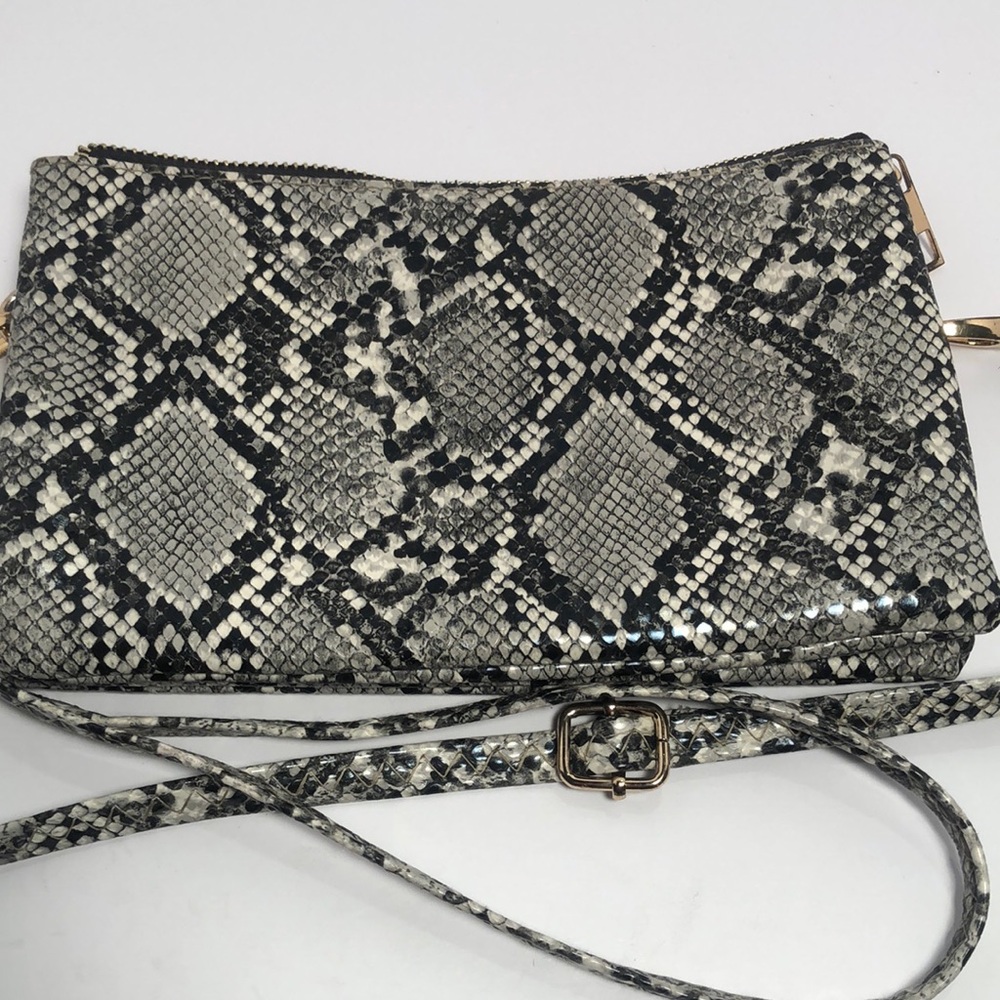 Carline Hill Python snakeskin fall print office siren crossbody purse